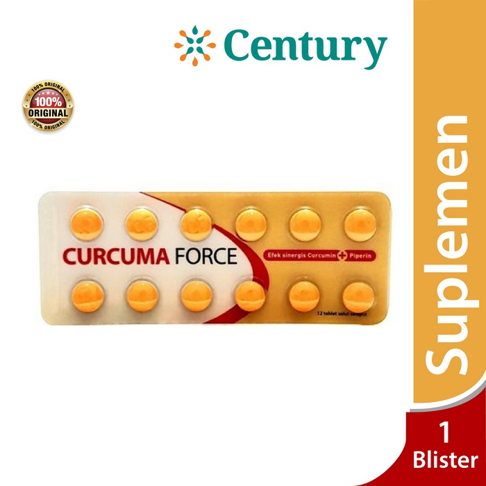 CURCUMA FORCE 1 BLISTER ISI 12 TABLET/CURCUMA/TEMULAWAK/DAYA TAHAN TUBUH/NAFSU MAKAN/SUPLEMEN HATI