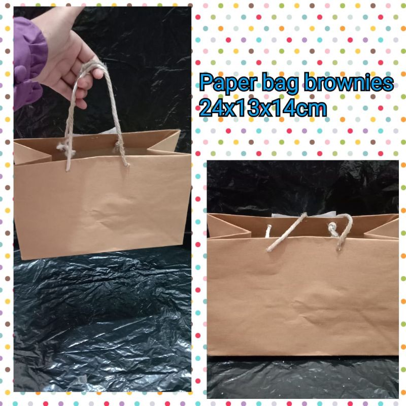 

tas kertas atau paper bag polos brownies UK. M