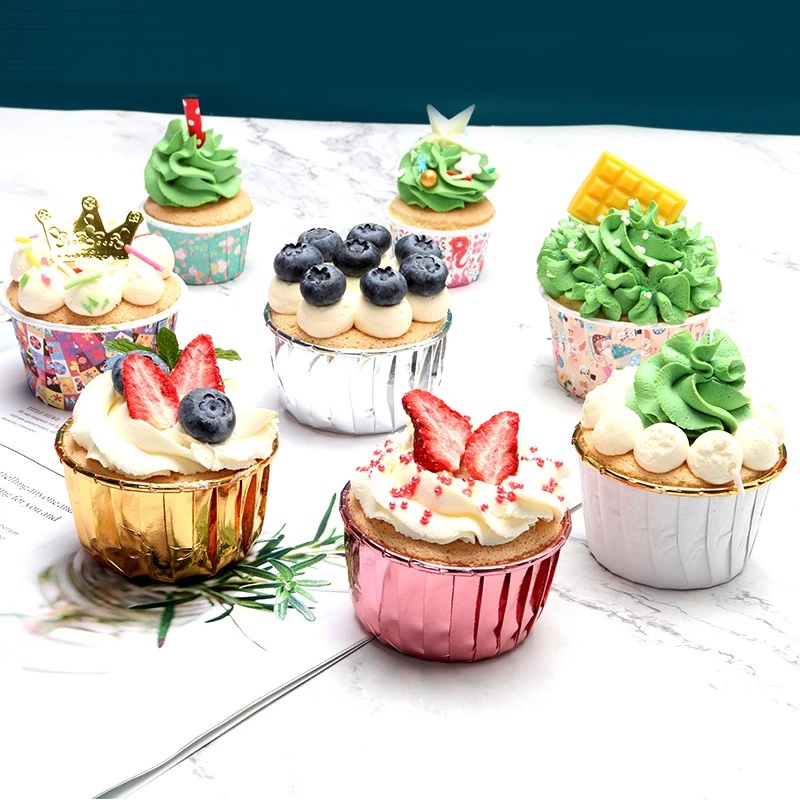 50pcs / Pak Kertas Pembungkus Cupcake / Muffin / Dessert Ukuran Mini Praktis Untuk Dekorasi / Baking