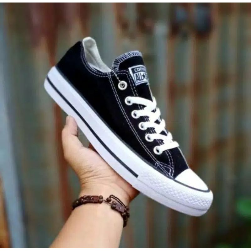 Sepatu Convers allstar clasik low Termurah Tanpa box-Hitam