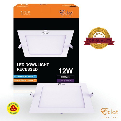 ECLAT LED Downlight 12W Kuning Inbow Kotak LED Panel 12 Watt 3000K WW Warm White