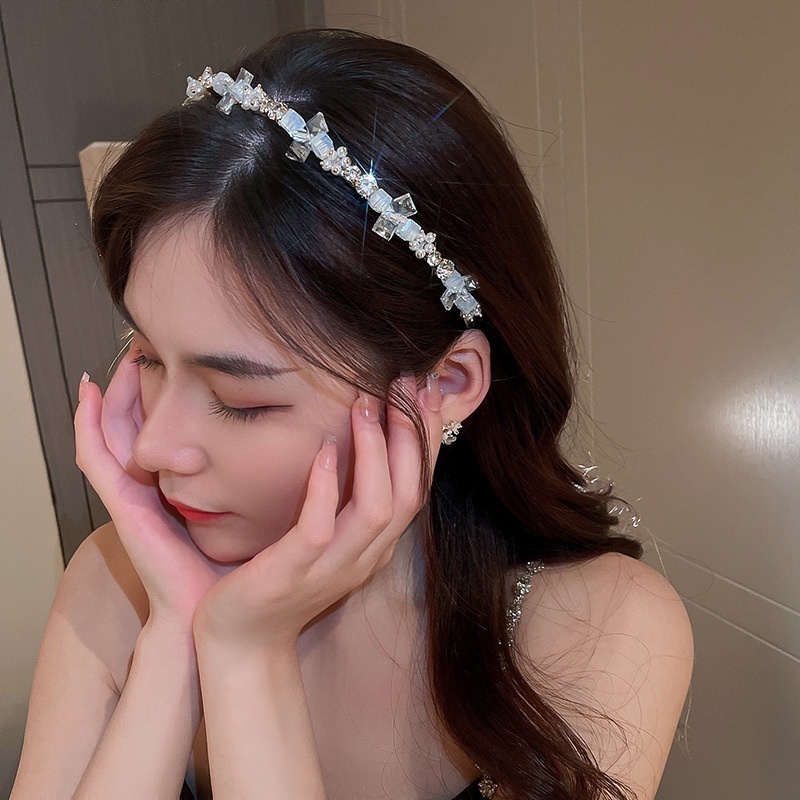 Headband Kristal Mutiara Berlian Imitasi Gaya Retro Korea