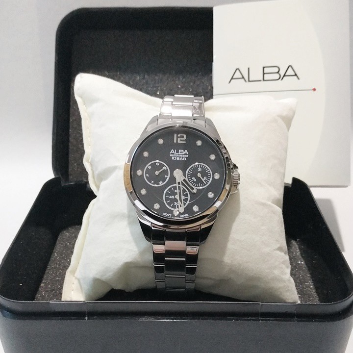Jam Tangan Alba Wanita  AP6635 Silver Hitam Original Garansi Resmi