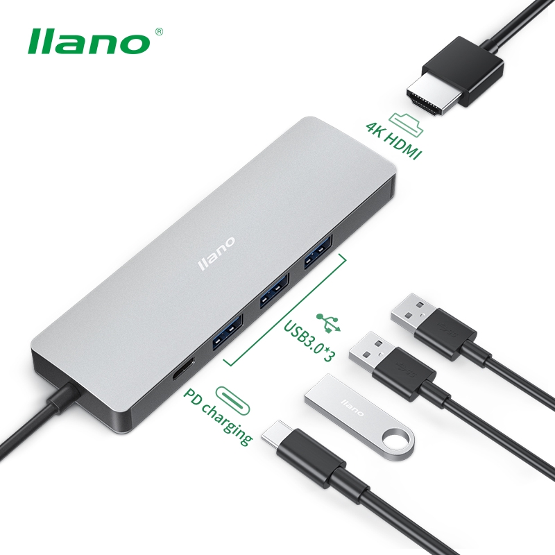 

llano USB Type C 5 in 1 Hub USB C to HDMI/PD/USB 3.0 Adapter