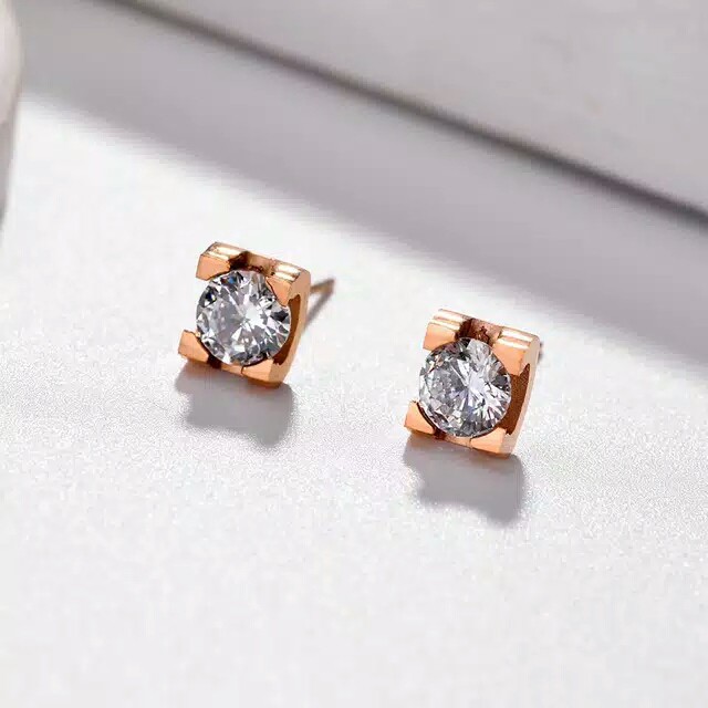 GG Anting Berlian Kotak Titanium#AT-101