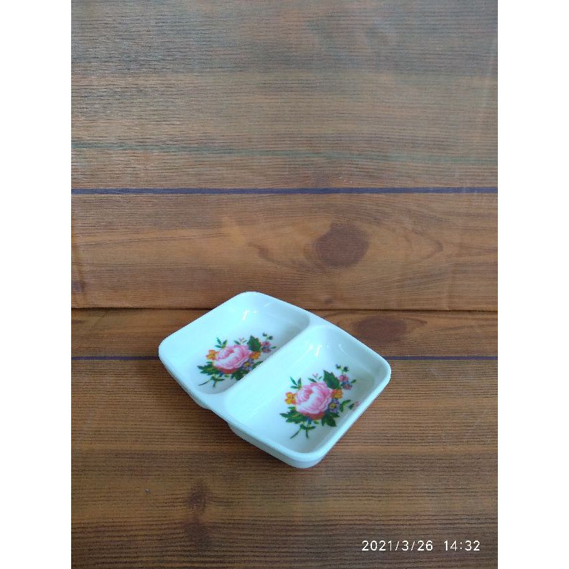 Tempat sambal 2 sekat/mangkuk sambal melamin 2 sekat mini