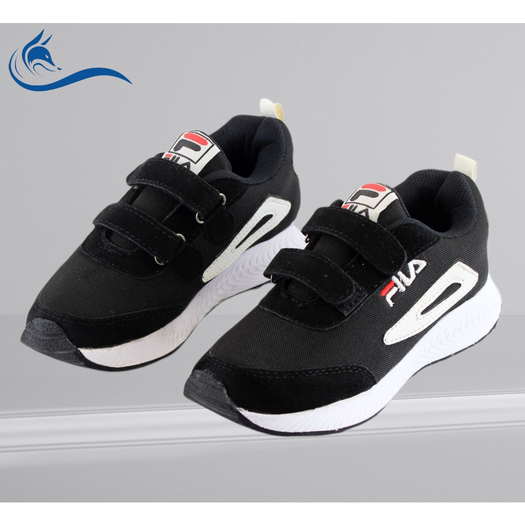 Sepatu Sneaker Anak Laki Laki Casual Sepatu Sekolah Warna Hitam