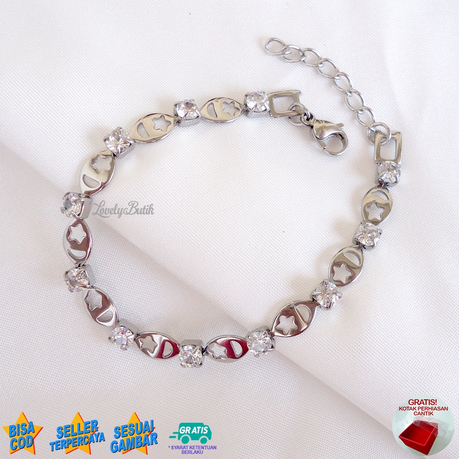 Lovelybutik - Gelang Tangan Titanium Asli Anti Karat dan Luntur Dahli4 Gelang Titanium Wanita Model Terbaru BONUS KOTAK PERHIASAN