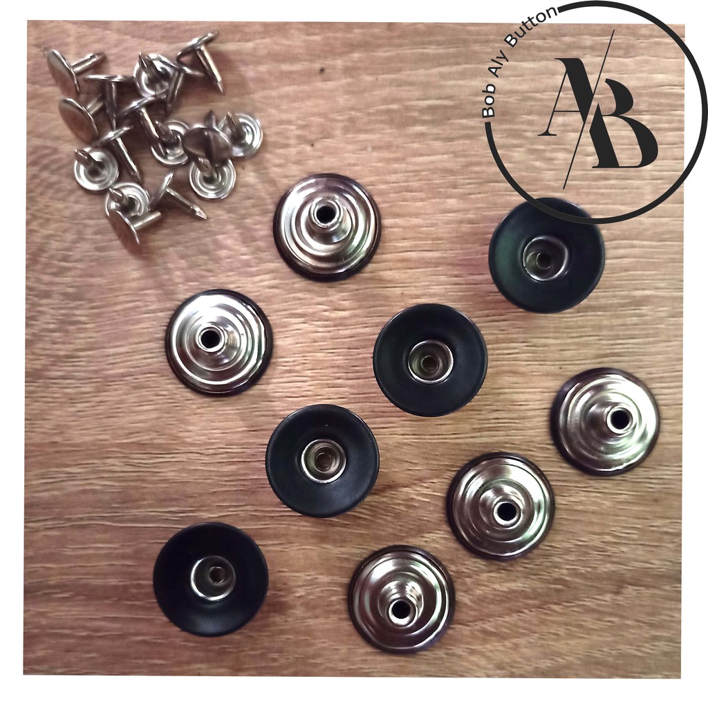 KANCING JEANS PATEN BOLONG CEKUNG 20MM HITAM ARANG PER 12 PCS BC 20 DC