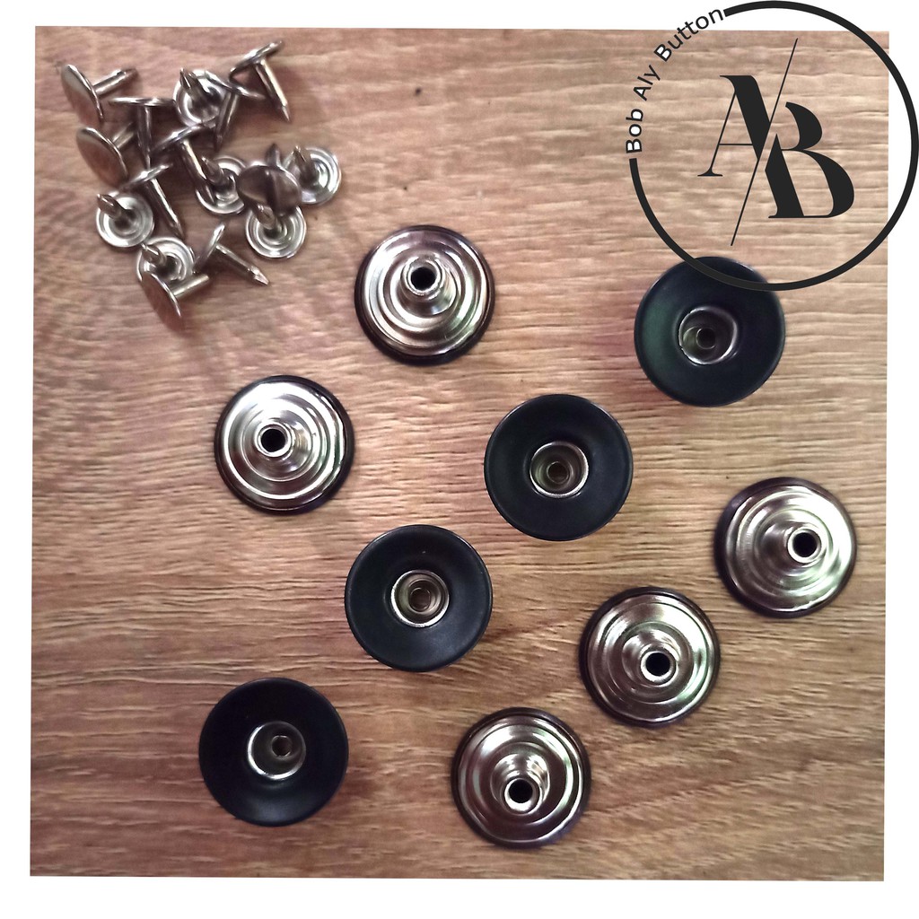 KANCING JEANS PATEN BOLONG CEKUNG 20MM HITAM ARANG PER 12 PCS BC 20 DC