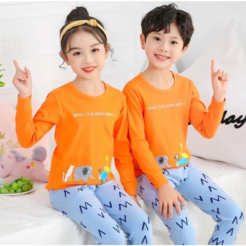 Baju Tidur Anak/Setelan Anak Couple Celana Panjang /Piyama Set Anak laki laki perempuan  C14.C15