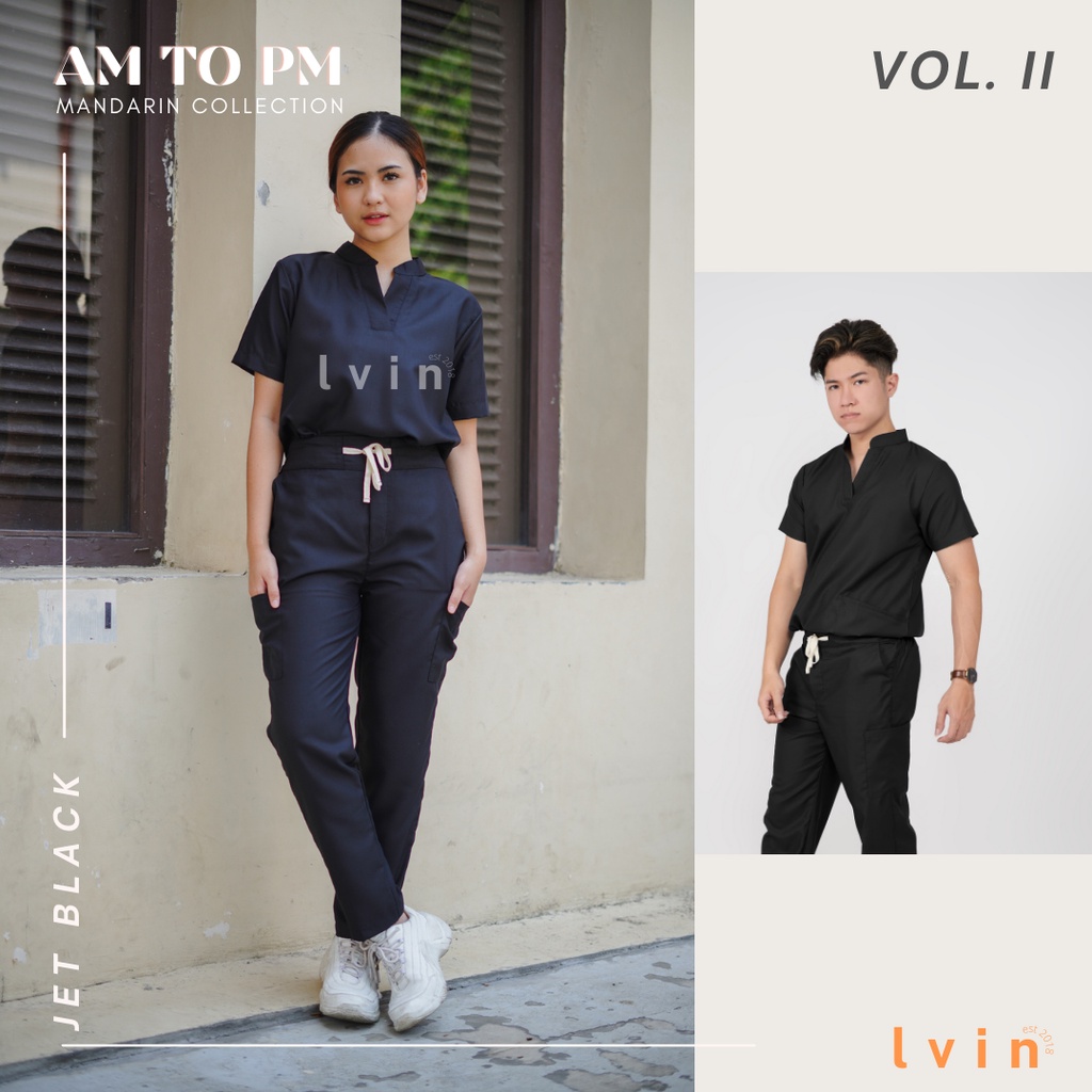 [ Lvin ] Vol II - Baju OKA  Mandarin Collar Celana Reguler Fit / Baju Jaga / Set Baju Celana Jaga Oka / Dokter Lengan Pendek / Baju OK / AM to PM Series