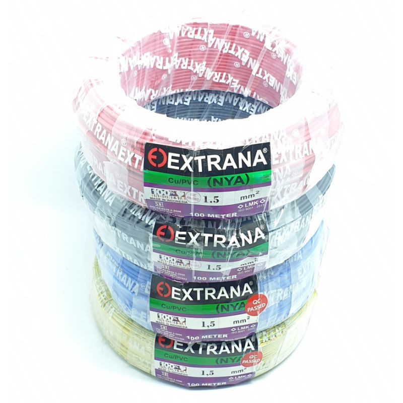 Extrana NYA 1,5mm 100 Meter Full SNI FULL LMK Kabel Listrik Nya 1x1,5mm² 100 Meter Tunggal Engkel