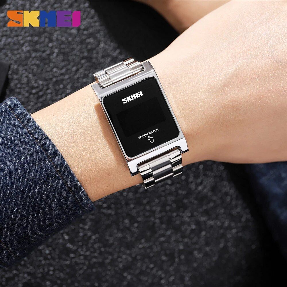 SKMEI 1869 Jam Tangan Pria Digital Sport Watch Touch Screen LED Display Stainless Steel WATCHKITE WKOS