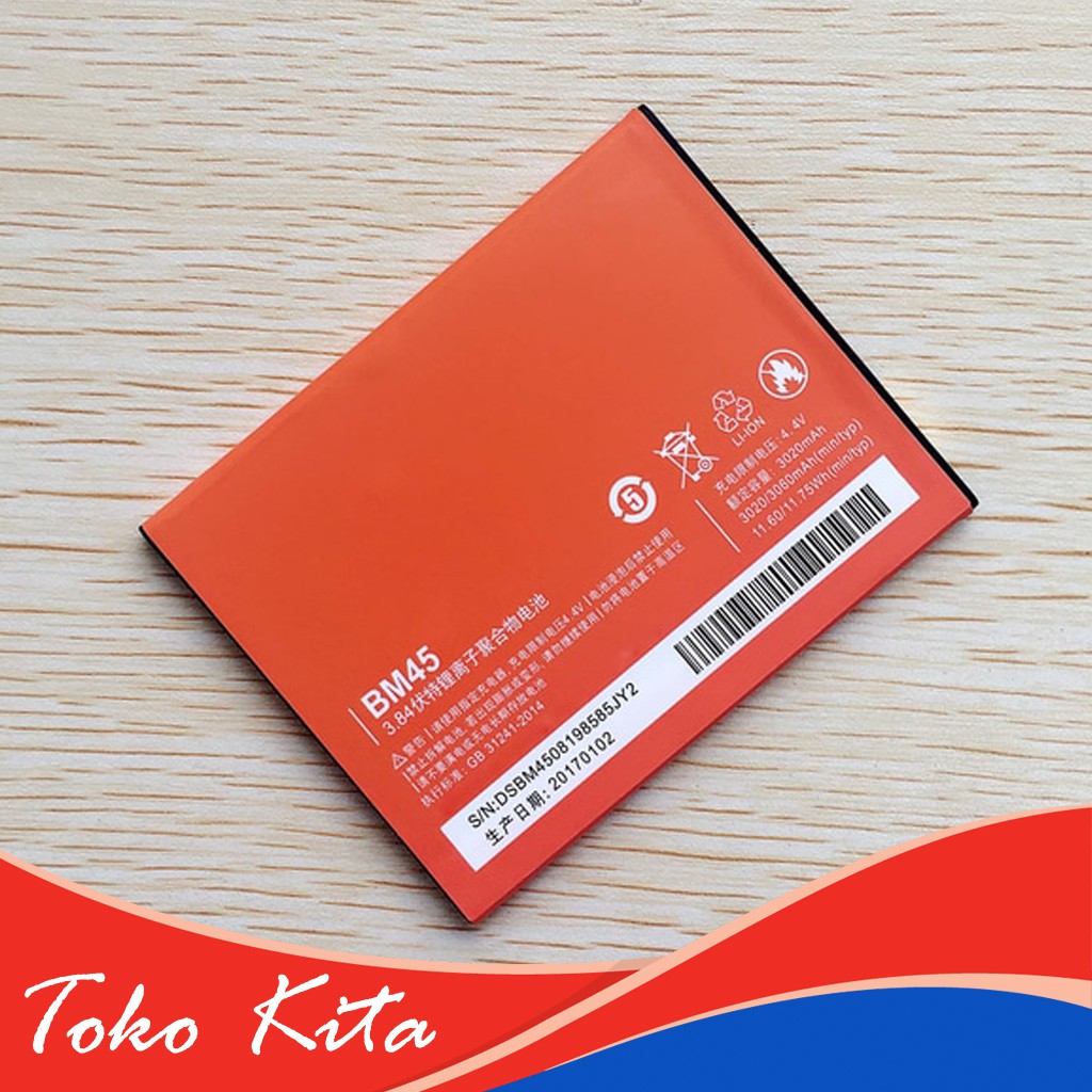 Baterai Xiaomi Redmi Note 2 Original