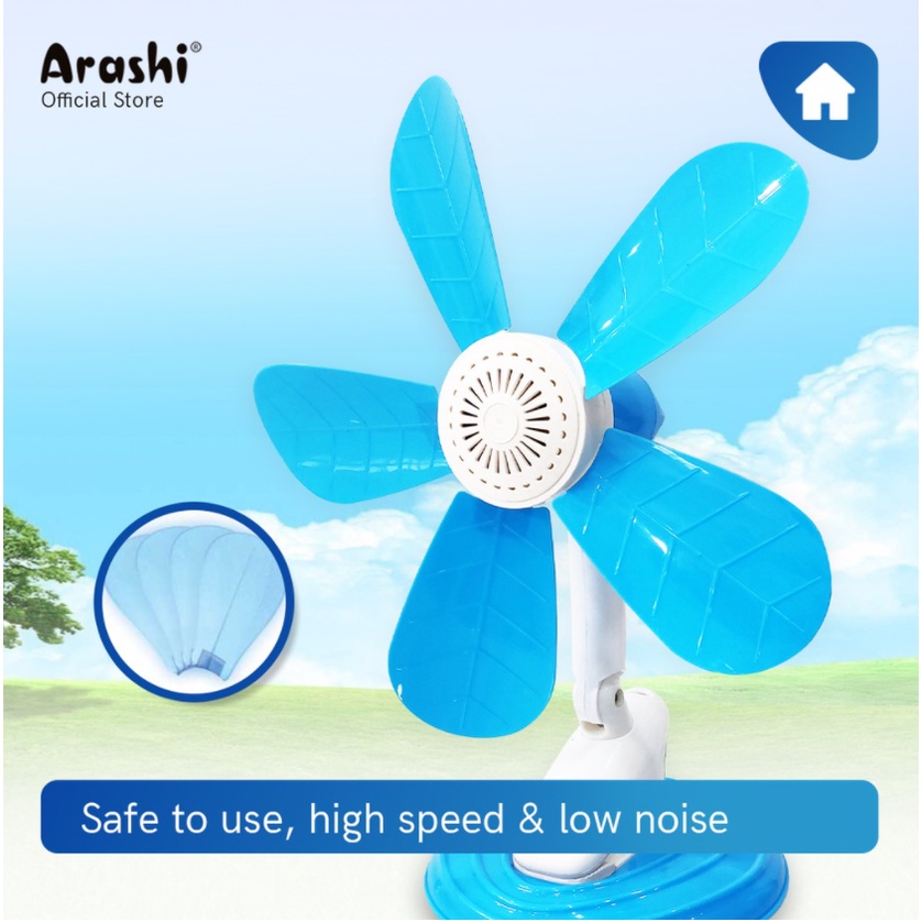 Arashi Kipas Angin duduk Jepit Clip Fan AR138 20 Watt 5 baling baling KIPAS JEPIT KLIP FAN