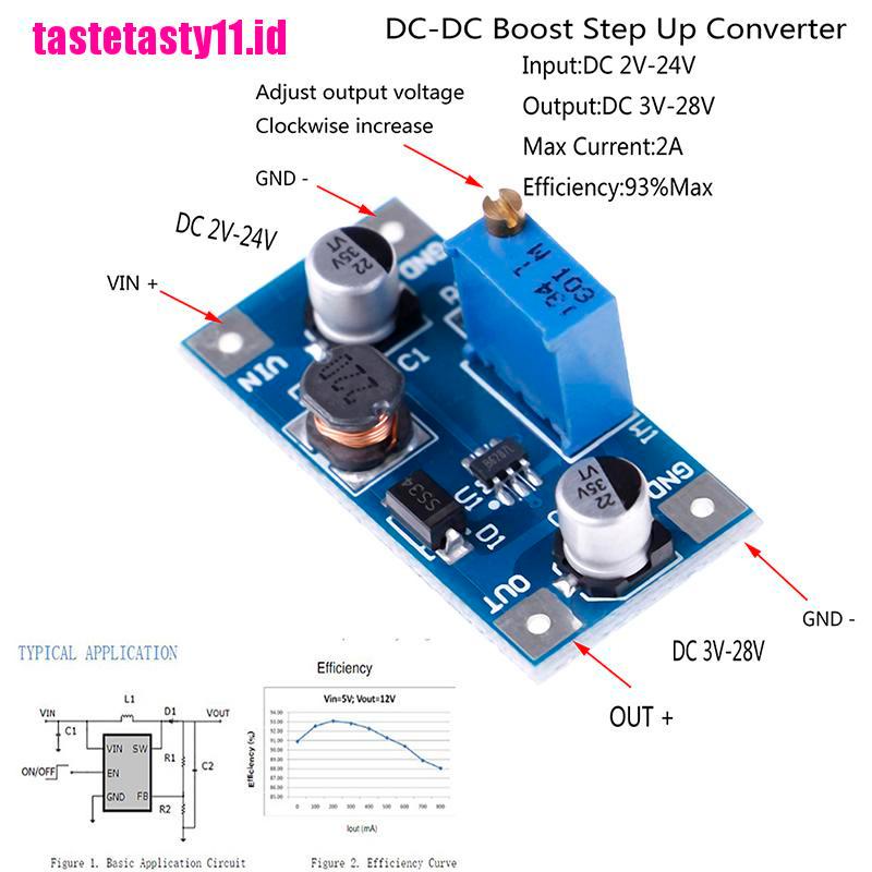 Konverter power supply 2A DC-DC boost step up volt 2V-24V Ke 3v 5v 6v