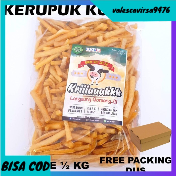 

⭐BISA COD⭐ Kerupuk Rambak Kulit Sapi Mentah 500g Krupuk Jangek Dorokdok- Stik Mie