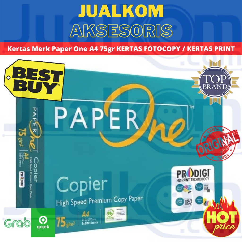 Kertas Merk Paper One A4 75gr / KERTAS FOTOCOPY / KERTAS PRINT / 75 A4