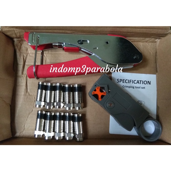 Tang - Tang Press Rg6 + Pengupas Kabel + Bonus 10 Konektor Press