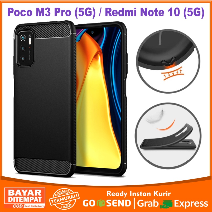 Casing Softcase Xioami Poco M3 Pro 5G / Redmi Note 10 5G IPAKY Carbon Fiber Matte Softcase - Hitam