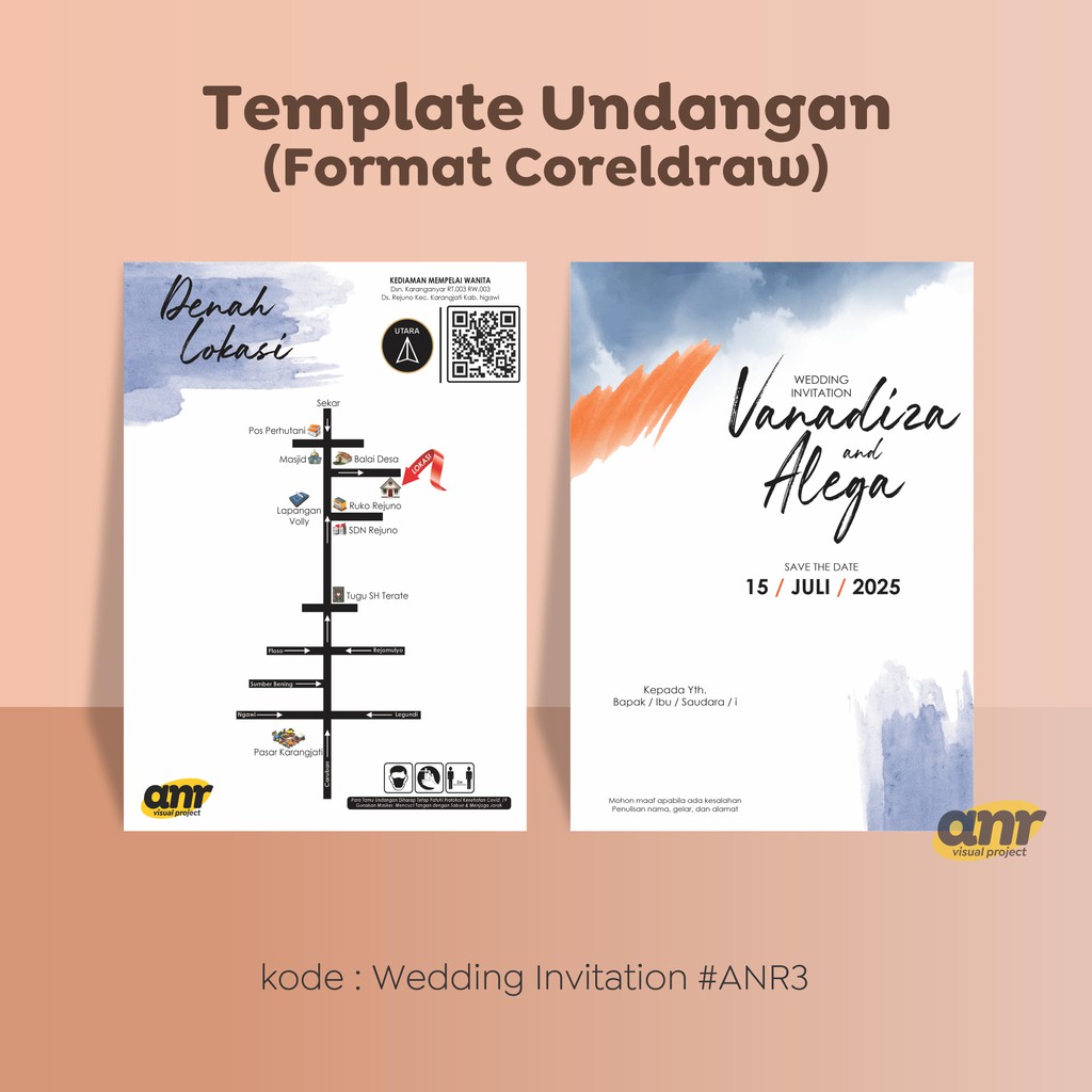 Template Coreldraw / Softfile Undangan Anr Wedding Invitation #ANR3
