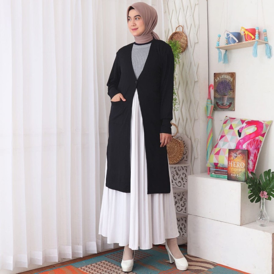 Cardigan Rajut Wanita Long Cardi Panjang Lembut-1