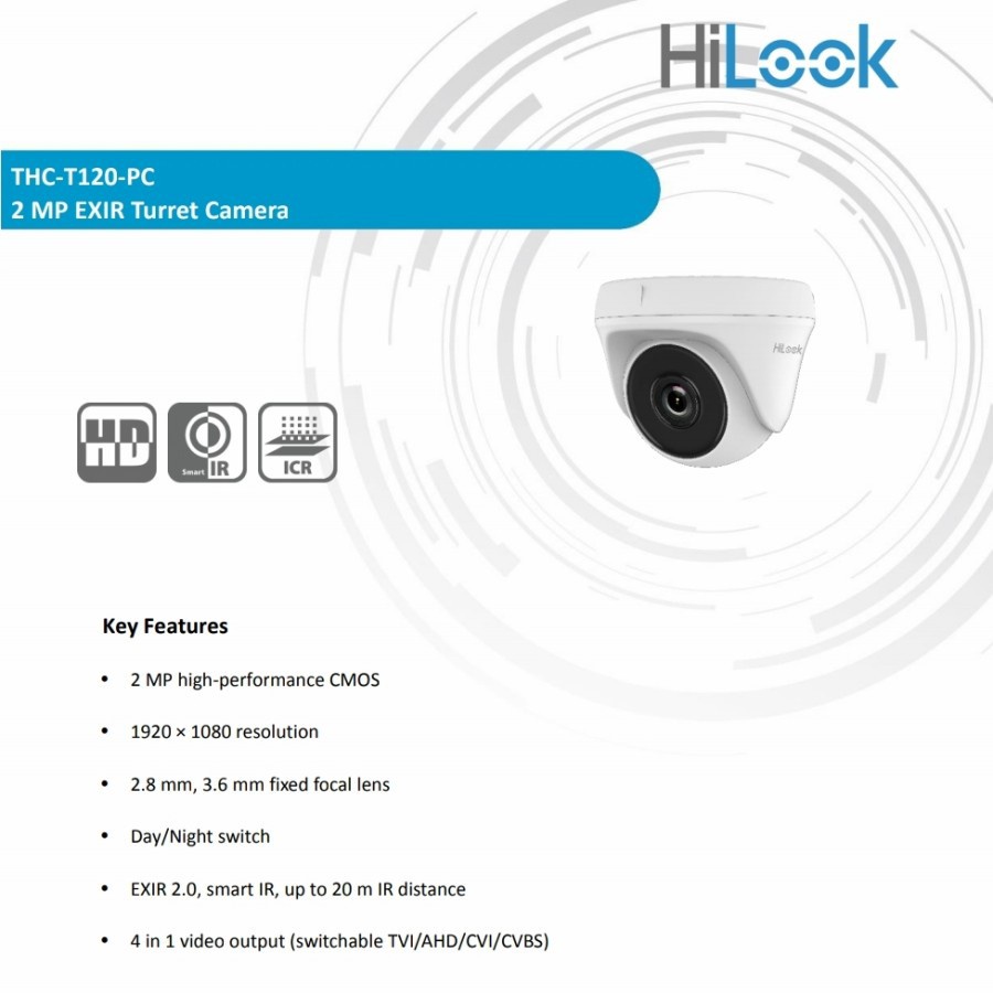 Kamera CCTV Indoor HILOOK THC-T120-PC 1080p 2MP Free 2 BNC Drat Agen CCTV 88