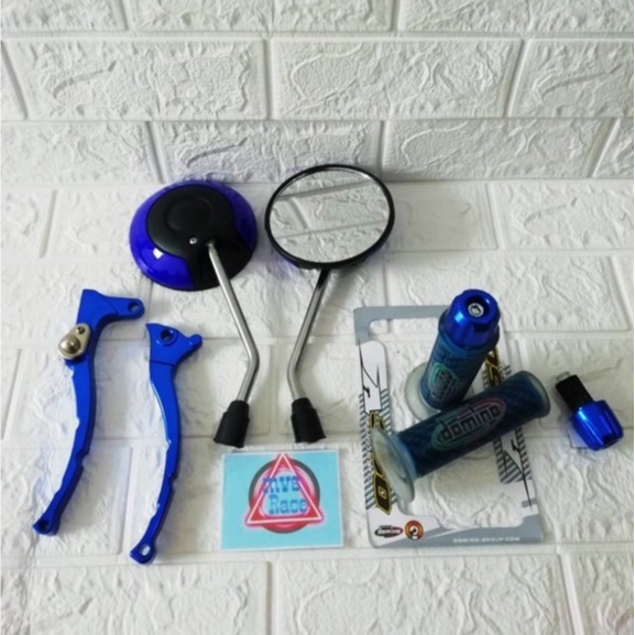 Spion Bulat Tangkai Crome + Handle Rem Variasi Cnc + Handgrip + Jalu Stang Cnc - Fazzio 125. Fino 11
