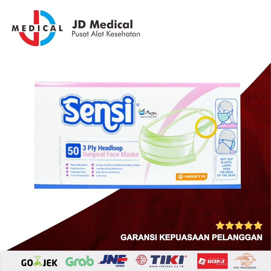 SENSI MASK HEADLOOP 1 BOX ISI 50PCS - MASKER SENSI HIJAB