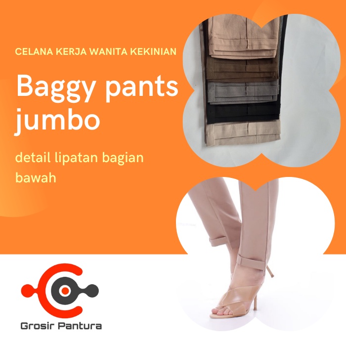 Baggy Pants Celana Panjang Kantor Jumbo Bahan Wanita Kerja Kain Katun Street Terbaru