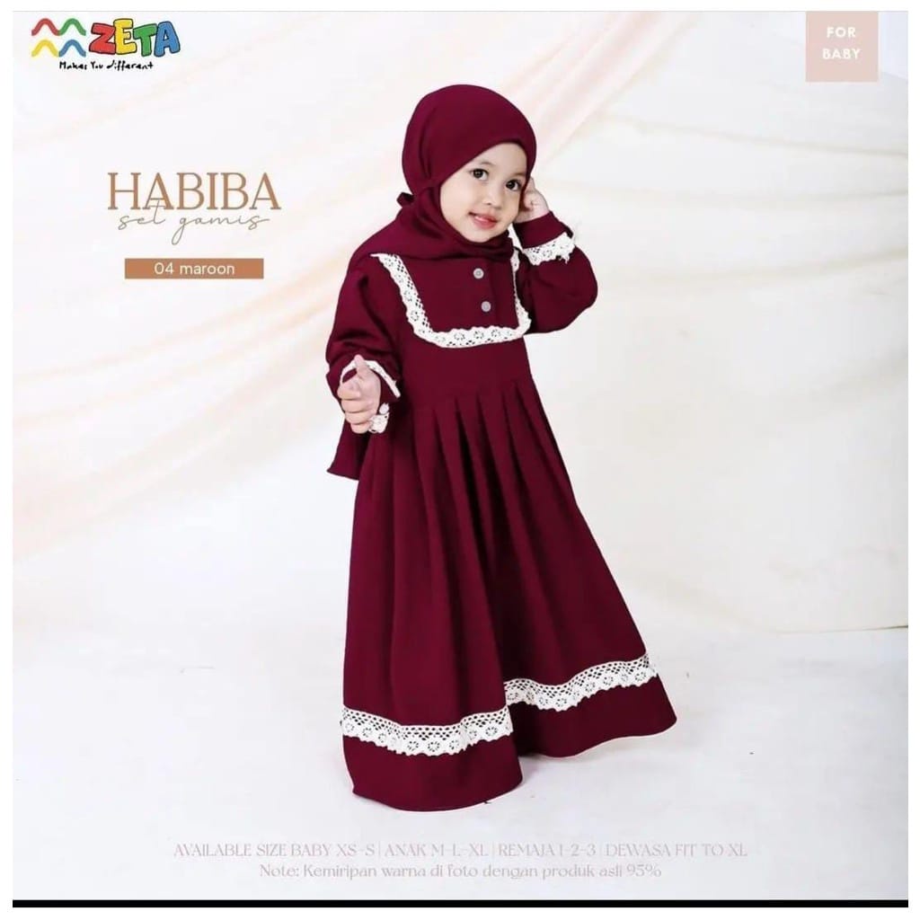 Habiba Syari Kids Baju Muslim Anak Perempuan Gamis Anak Pakaian Anak Perempuan Setelan Anak Perempuan