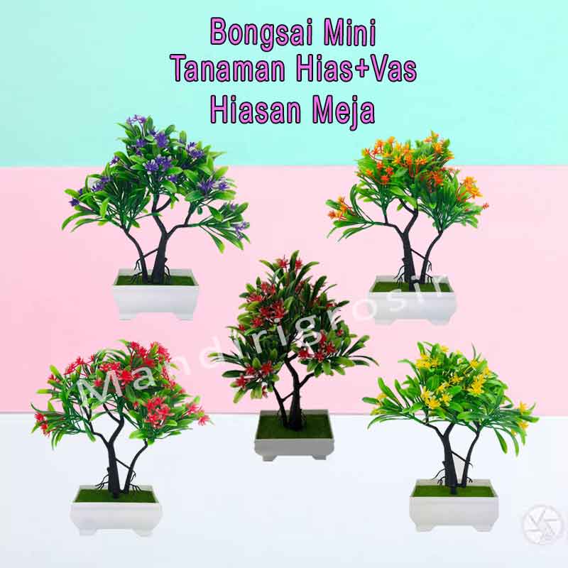 Tanaman hias * Bongsai mini * Penghias meja * Bunga+Vas