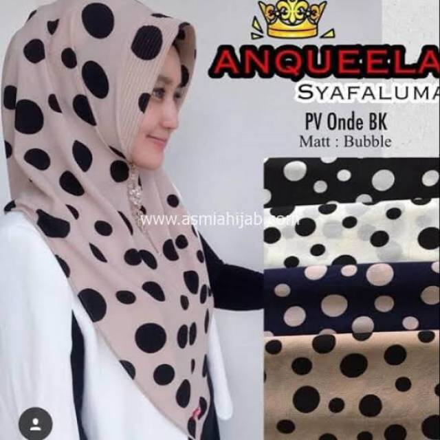 Jilbab instan anqueela Big polka polkadot hijab hoodie kerudung bergo murah