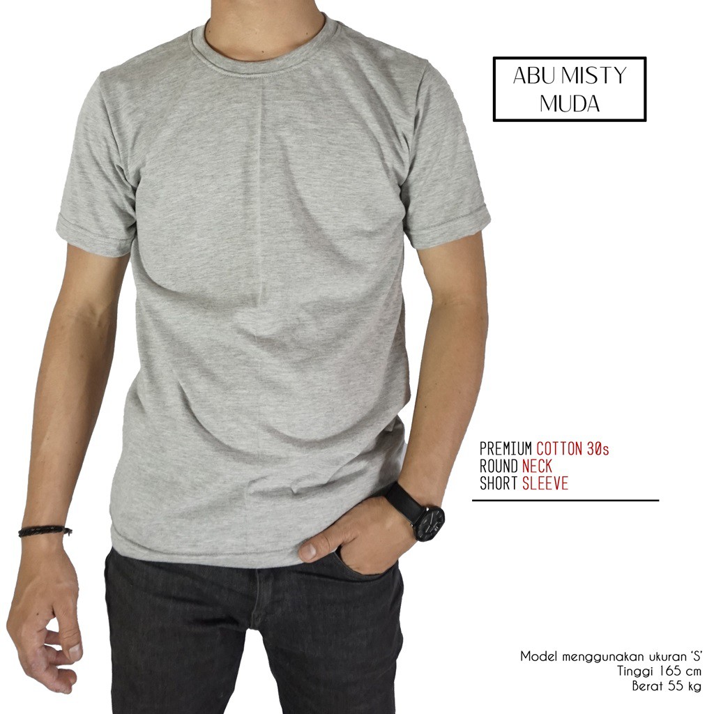  Naga  Clothing  Baju Kaos  Polos  Abu Misty Muda Katun Cotton 