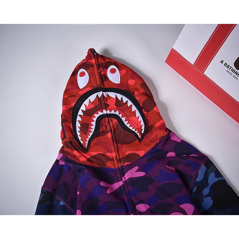 JAKET BAPE MIRROR SHARK GLOW IN THE DARK PERFECT CLONE 1:1 ORIGINAL