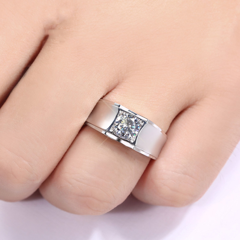 925 cincin perak murni pria moissanite bertatahkan hati dan panah zirkon pernikahan fashion perhiasan