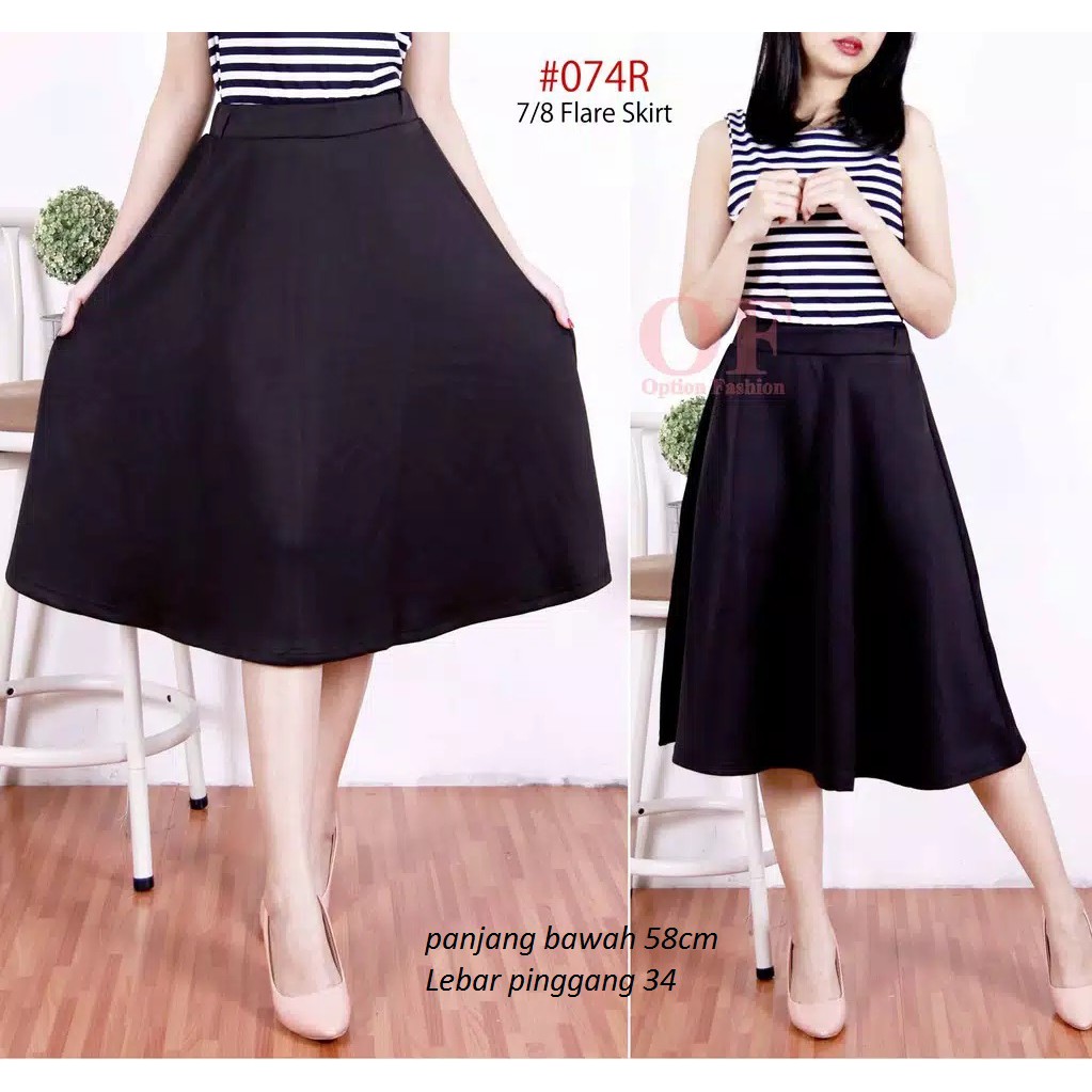 (BAYAR DI TEMPAT) REALPICT Rok Payung Wedges premium Lebar Polos Full Karet Pinggang rok kerja
