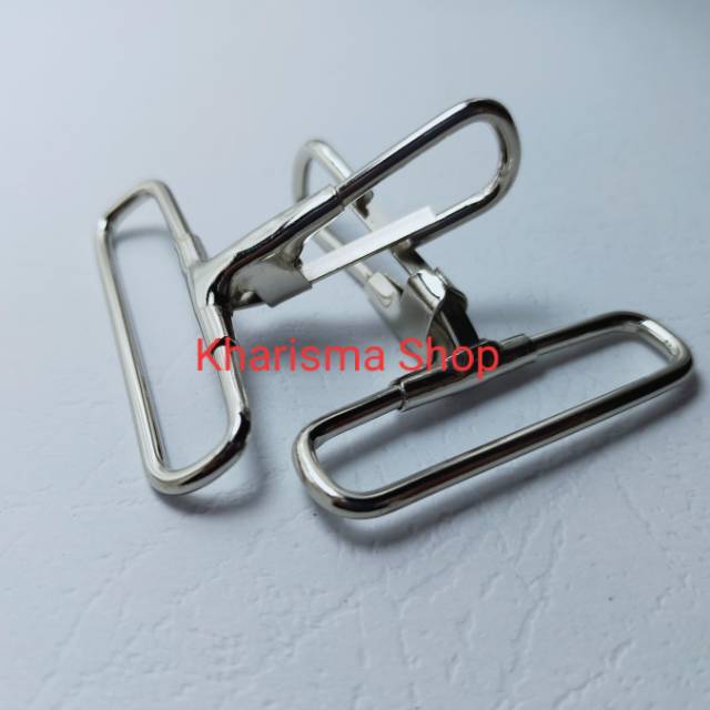 Pengait tas kotak/ Ring kait besi murah 3,8cm / cantolan besi 3,8 cm / gesper QQ besi silver 3,8cm.