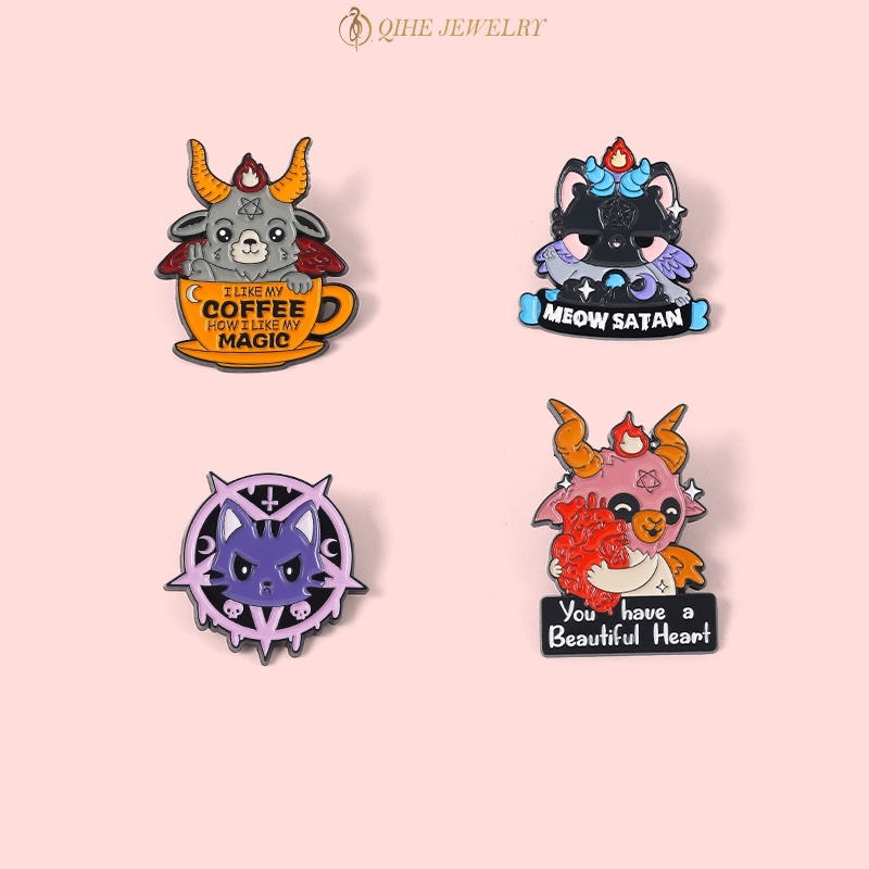 Bros Pin Enamel Bentuk Devil 4 Gaya Untuk Hadiah