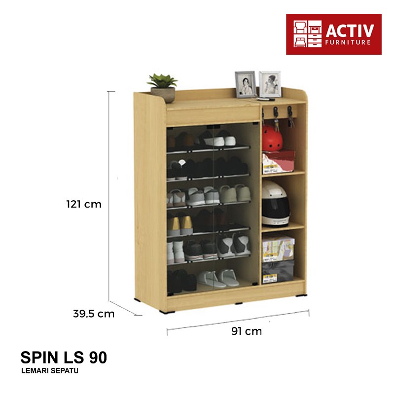 lemari sepatu susun kaca 5  rak sepatu spin LS 90 activ