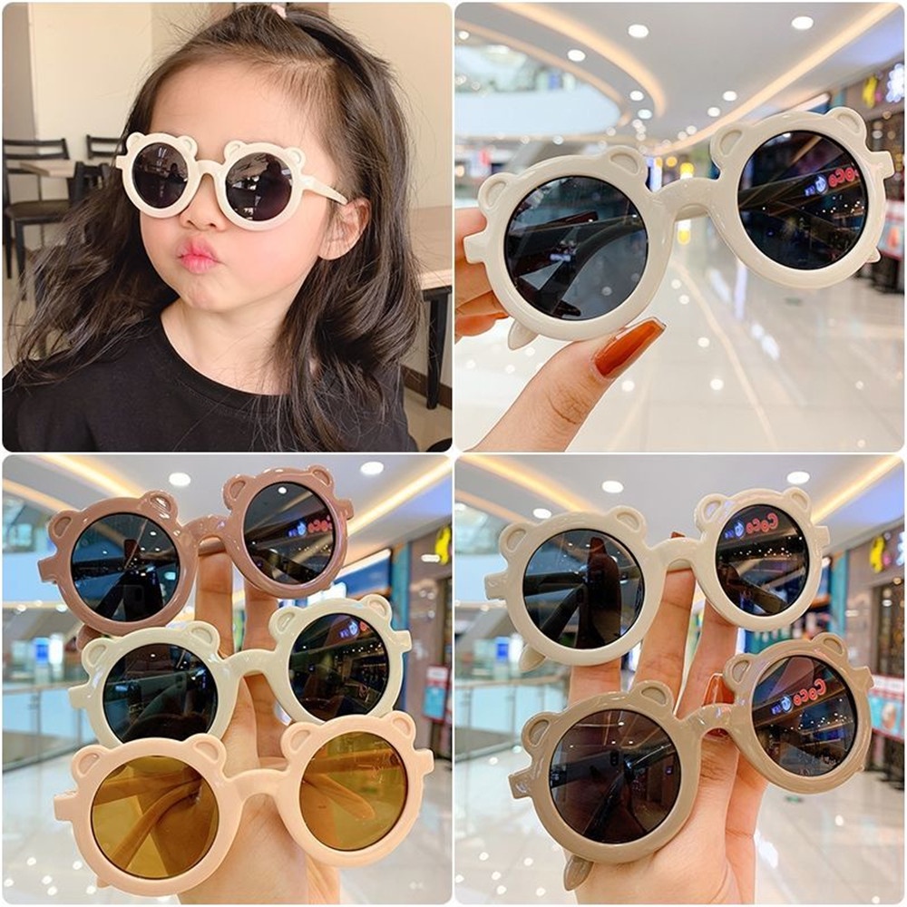 6 Colors Round Frame Bear Children's Sunglasses Cute Candy Color Children's Photo Glasses Trend Baby Sunglasses