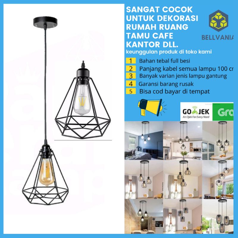 lampu gantung minimalis paket komplit