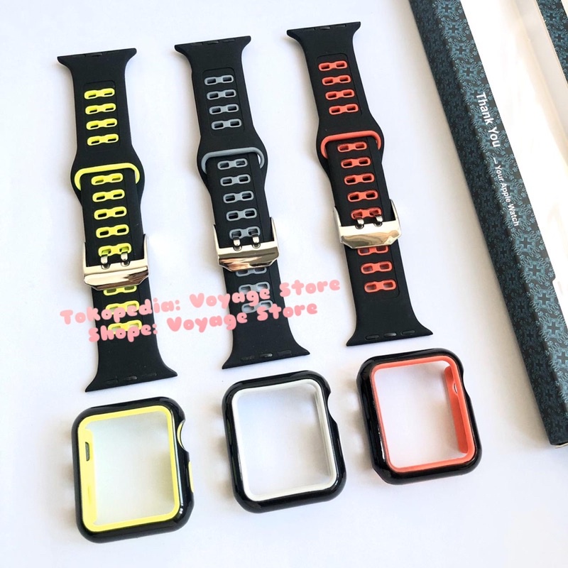 Strap FREE Case hard bumper apple watch rubber silicone nike series 1 2 3 neon jam iwatch 42mm