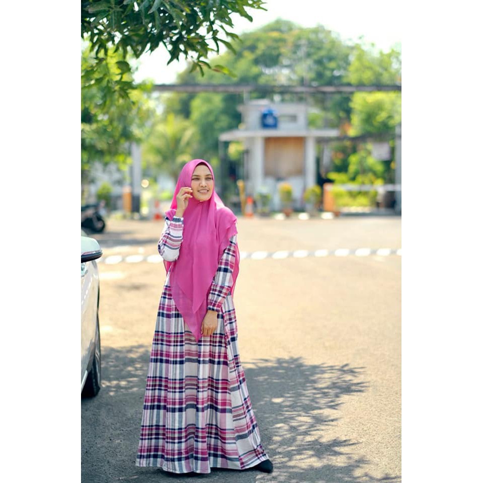 Muslim Fashion Gamis Syari Only Dress Tartan Busui Original DENIER by Hijab Kayunie