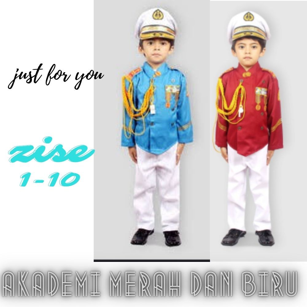 KOSTUM BAJU ANAK /Akademi Militer Merah putih&AKADEMI BIRU PUTIH/KOSTUM ANAK COWOK