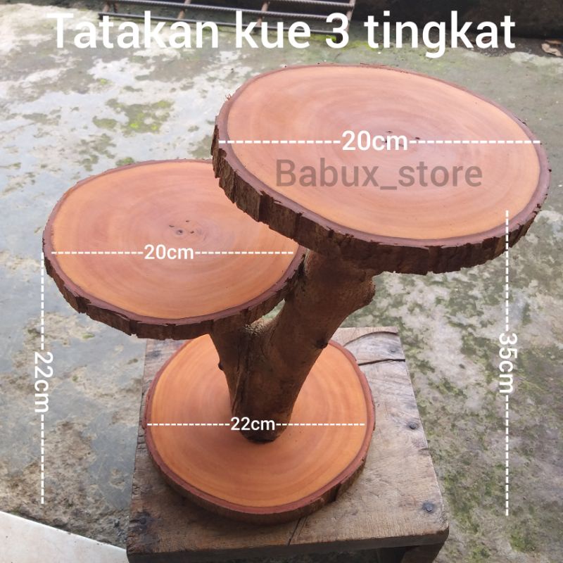 Wooden cupcake stand/tatakan kue 3 tingkat