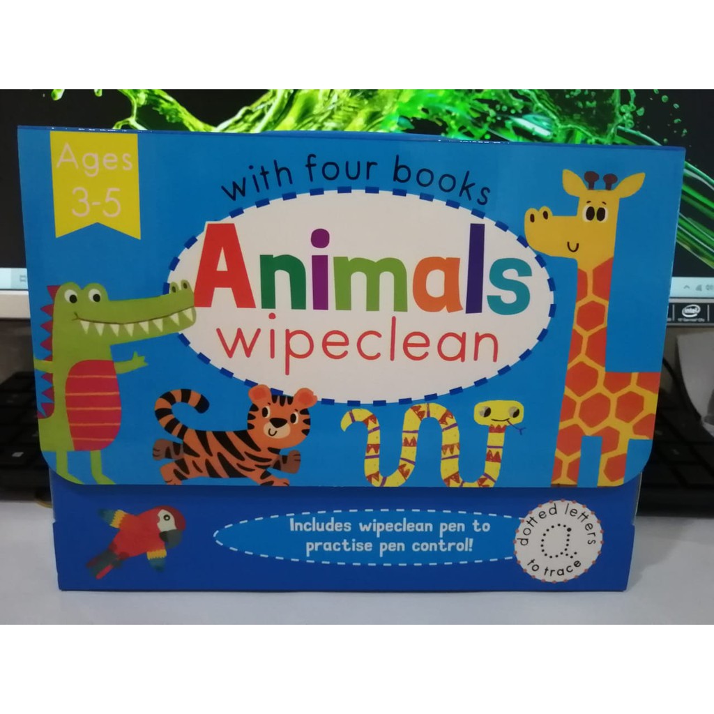 Wipe Clean Book Learning Box Animals buku bbw buku anak-anak