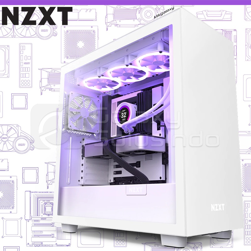 NZXT H7 Matte White Tempered Glass Mid Tower Gaming Case