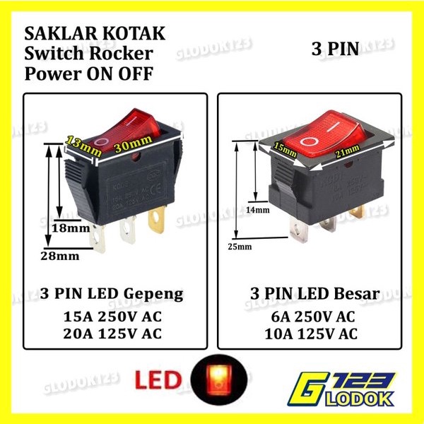 Saklar Power Switch Tombol ON OFF Mini Roker Rocker Besar 2 3 4 Pin.